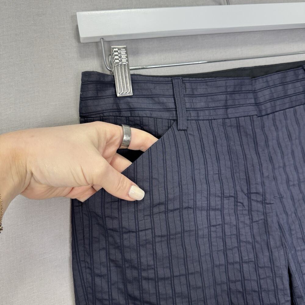 Charles Nolan Dress Pants Womens 2 Blue Pinstripe Low Rise Trouser Y2K Career - Picture 4 of 13